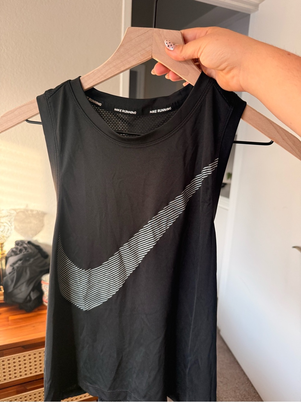 Nike Black Tank with White Striped Swoosh